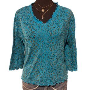 blue leopard print 90s style top